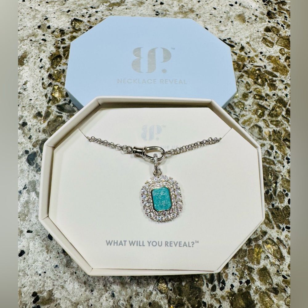 Bomb Party Rare Unicorn Necklace NK73519 Blue Topaz Ice Crystal Rhodium Plating.